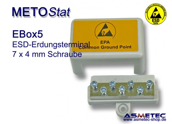 Metostat ESD Erdungsbox EBOX5, 7 x 4 mm Schraube - www.asmetec-shop.de