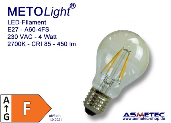 METOLIGHT LED-Filament-Lampe, 4 Watt,, LED-Fadenlampe