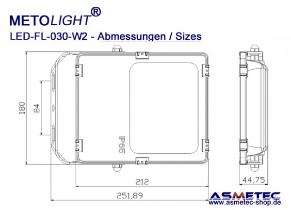 METOLIGHT LED Flood Light FL-030-W2, 30 Watt, 3600 lm, IP65 - www.asmetec-shop.de