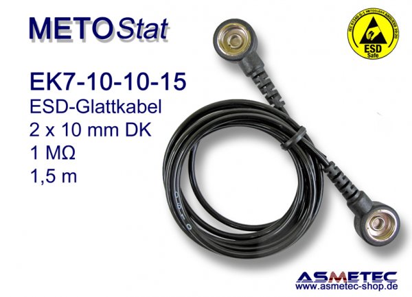 ESD-Erdungskabel EK7 für Bodenmatten, 10 mm Druckknop - www.asmetec-shop.de