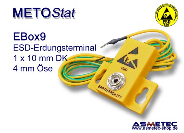 Metostat ESD grounding terminal EBOX9, 1 x 10 mm snap - www.asmetec-shop.de