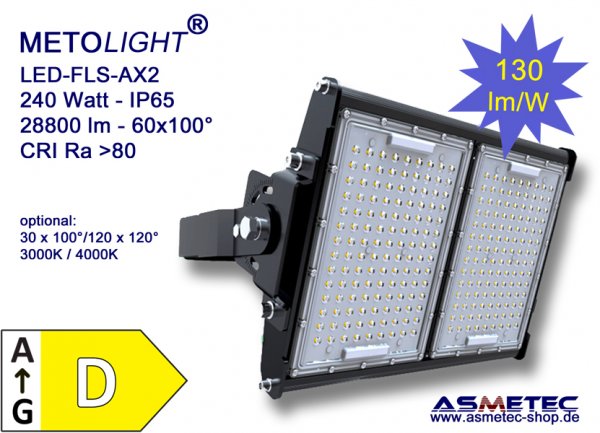 Metolight LED Flutlicht FLS-AX2, 240 Watt - www.asmetec-shop.de