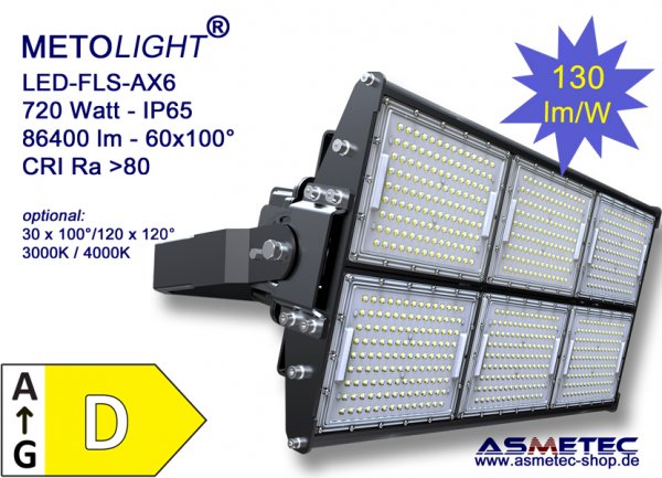 Metolight LED flood light FLS-AX6, 720 Watt - www.asmetec-shop.de
