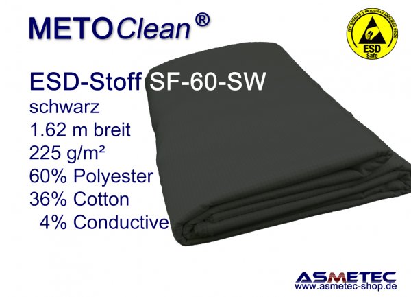 METOCLEAN ESD-Webstoff SF60-SW, schwarz - www.asmetec-shop.de