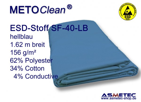 METOCLEAN ESD-Webstoff SF40-LB, hellblau - www.asmetec-shop.de