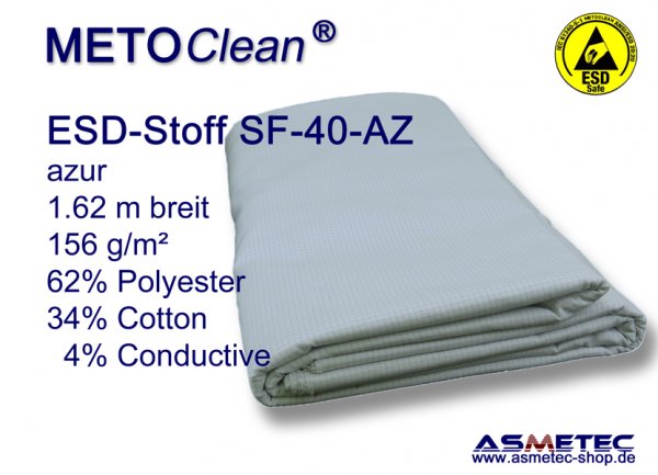 METOCLEAN ESD woven fabric SF40-AZ, azure - www.asmetec-shop.de