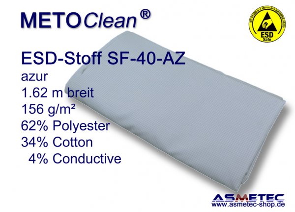 METOCLEAN ESD woven fabric SF40-AZ, azur - www.asmetec-shop.de