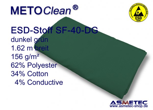 METOCLEAN ESD-Webstoff SF40-DG, dunkelgrün - www.asmetec-shop.de
