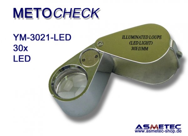 METOCHECK-YM3021-LED, Triplet Lupe 30fach, aplanat mit LED