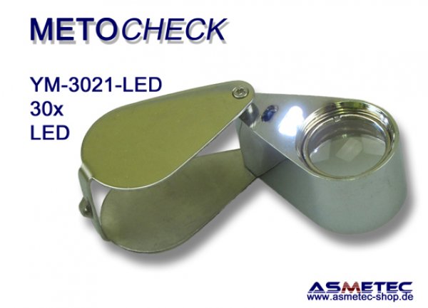 METOCHECK-YM3021-LED, Triplet Lupe 30fach, aplanat mit LED