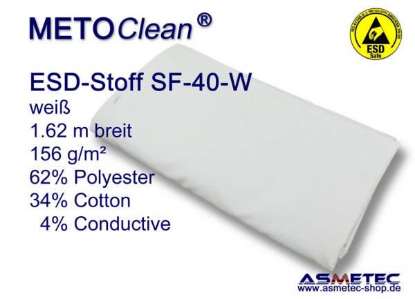 METOCLEAN ESD-Webstoff SF40-W, weiß - www.asmetec-shop.de