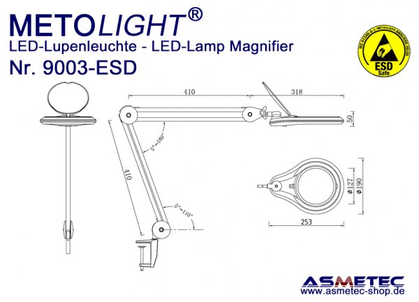 Metolight ESD LED Lamp Magnifier 9003