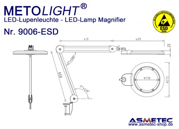 Metolight ESD LED Lamp Magnifier 9006