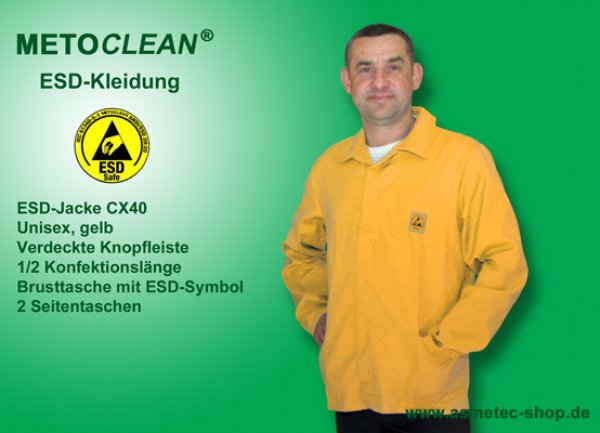 METOCLEAN ESD-Jacke CX40-GE, gelb - www.asmetec-shop.de