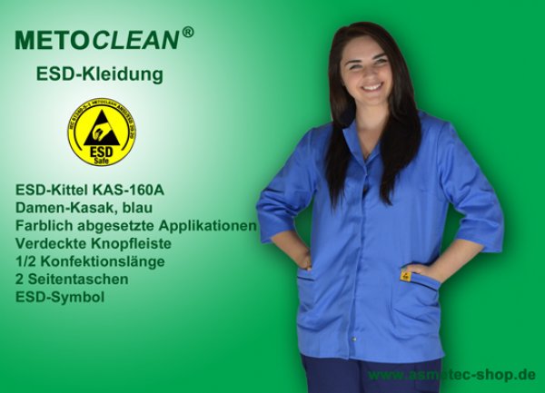 METOCLEAN ESD-Kasak KAS160-B, blau - www.asmetec-shop.de