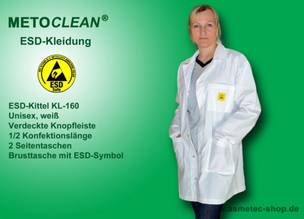 METOCLEAN ESD-Kittel KL160D-W, weiß - www.asmetec-shop.de