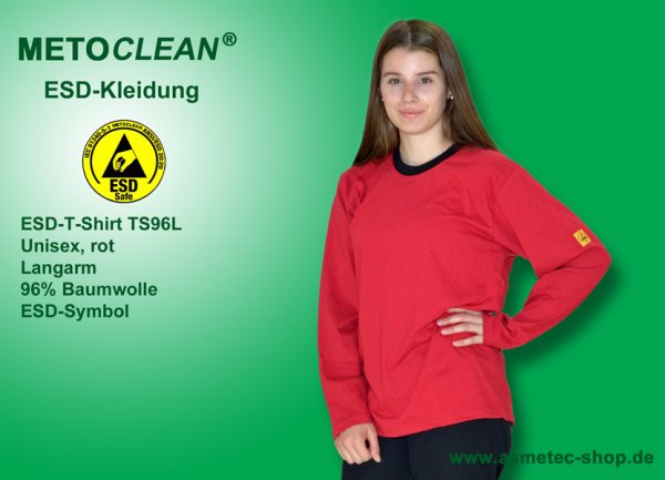 METOCLEAN ESD-T-Shirt TS96L, navy, Langarm, unisex - www.asmetec-shop.de