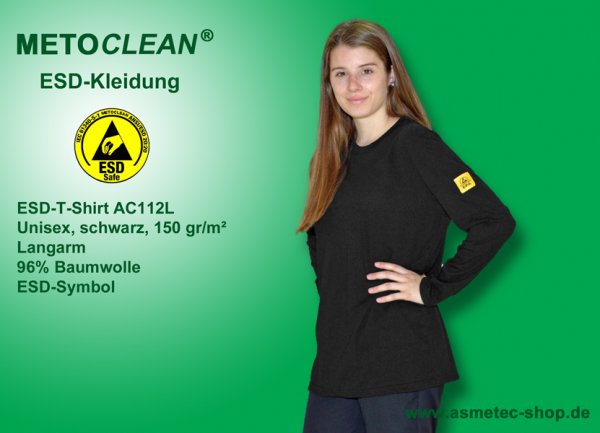 METOCLEAN ESD-T-Shirt TS-AC112K, schwarz, Kurzarm, unisex - www.asmetec-shop.de