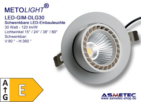 METOLIGHT LED schwenkbare Leuchte, 30 Watt - www.asmetec-shop.de