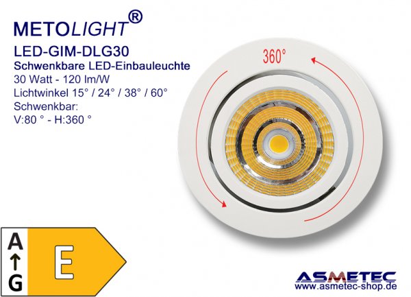 METOLIGHT LED schwenkbare Leuchte, 30 Watt - www.asmetec-shop.de