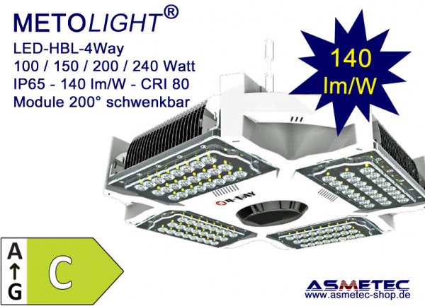 Metolight LED Highbay HBL-4Way-100, 100 Watt, 14000 lm - www.asmetec-shop.de