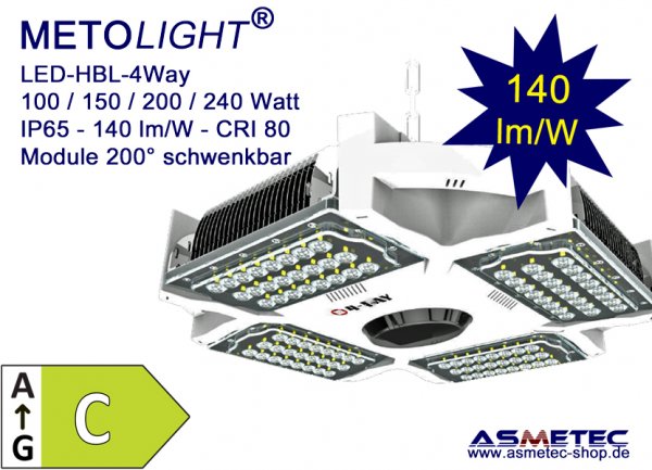 Metolight LED Highbay HBL-4Way-240, 240 Watt, 33600 lm - www.asmetec-shop.de