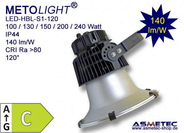 Metolight Hallenleuchte HBL-S1-080, 80 W, IP44, 11000 lm - www.asmetec-shop.de