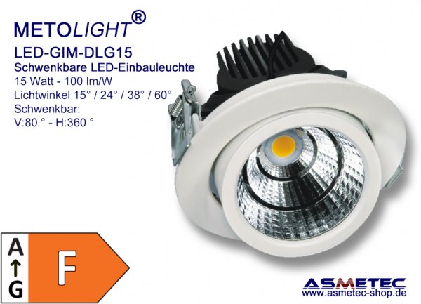 METOLIGHT LED schwenkbare Leuchte, 15 Watt - www.asmetec-shop.de