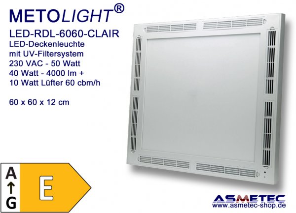 METOLIGHT LED Deckenleuchte RDL 6060 CLAIR 50 Watt 4000 lm Luftdesinfektion Asmetec