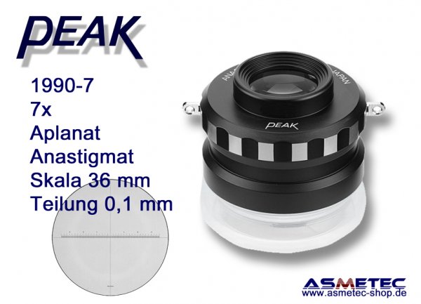 PEAK-1990-7, anastigmatische lupe 4fach mit Skala 0,1 mm- www.asmetec-shop.de