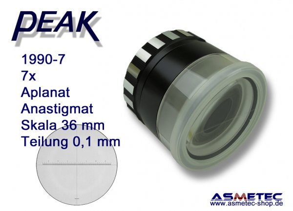 PEAK-1990-7, anastigmatische lupe 4fach mit Skala 0,1 mm- www.asmetec-shop.de