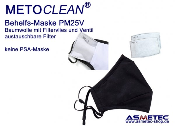 METOCLEAN Adult Anti Dust Face Mask PM25V-GR, with valve, grey, washable