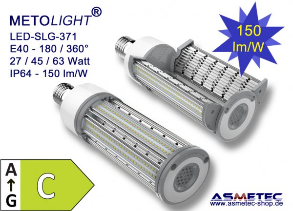 METOLIGHT LED-Lampe SLG371, 63 Watt, 9200 lm, neutralweiß, 180_360°, IP64 - www.asmetec-shop.de