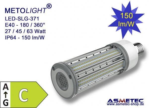 METOLIGHT LED-street bulb SLG371, 27 Watt, 180_360°, pure white, IP64 - www.asmetec-shop.de