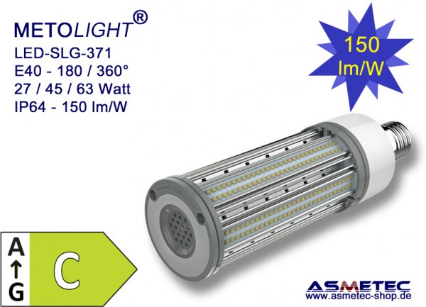 METOLIGHT LED-Lampe SLG371, 63 Watt, 9200 lm, neutralweiß, 180_360°, IP64 - www.asmetec-shop.de