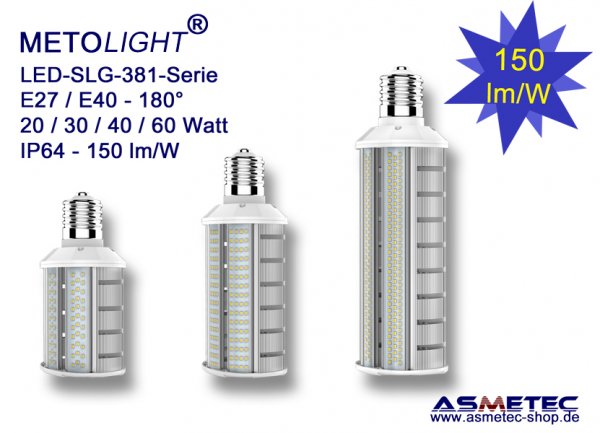 METOLIGHT LED-Lampe SLG381, 20 Watt, 3000 lm, tagweiß, 180°, IP64 - www.asmetec-shop.de