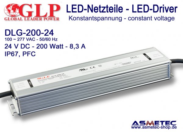 LED-Netzteil GLP - DLG-200-24, 24 VDC, 200 Watt - www.asmetec-shop.de
