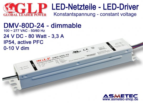 LED-Netzteil GLP - DMV-80D-24, 24 VDC, 80 Watt - www.asmetec-shop.de