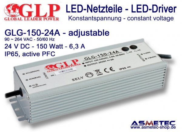 LED-driver GLP - GLG-150-24A, 24 VDC, 150 Watt - www.asmetec-shop.de