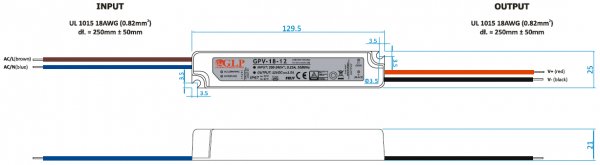 LED-driver GLP - GPV-18-12, 12 VDC, 18 Watt - www.asmetec-shop.de