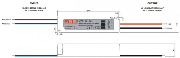 LED-Netzteil GLP - GPV-50-24, 24 VDC, 48 Watt - www.asmetec-shop.de