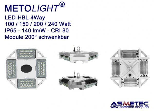 Metolight LED Highbay HBL-4Way-150, 150 Watt, 21000 lm - www.asmetec-shop.de