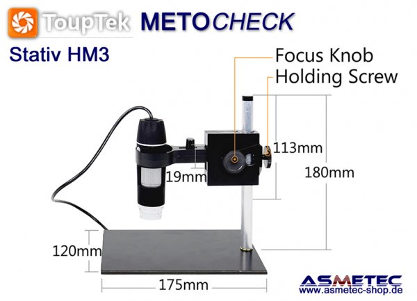 Stativ HM3 fur Touptek HCAM-2, 2MP - www.asmetec-shop.de