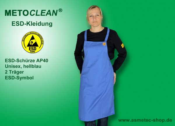 METOCLEAN ESD-apron AP40 light blue - www.asmetec-shop.de