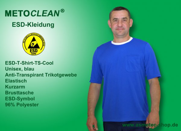 METOCLEAN ESD-T-Shirt TS-Cool, weiß, Kurzarm, unisex - www.asmetec-shop.de