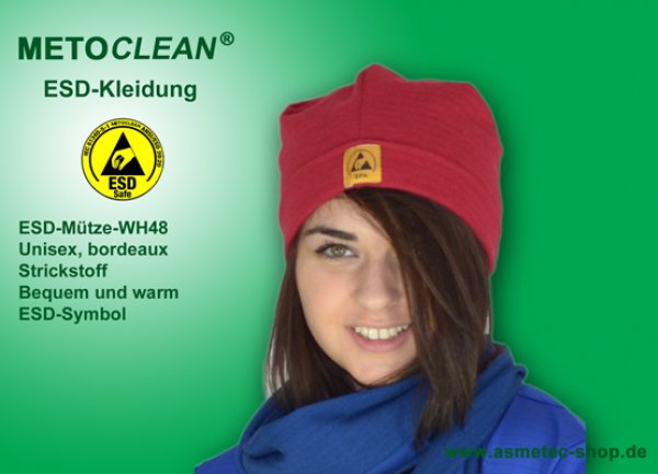 METOCLEAN ESD Wintermütze WH-48-DR, dunkelrot