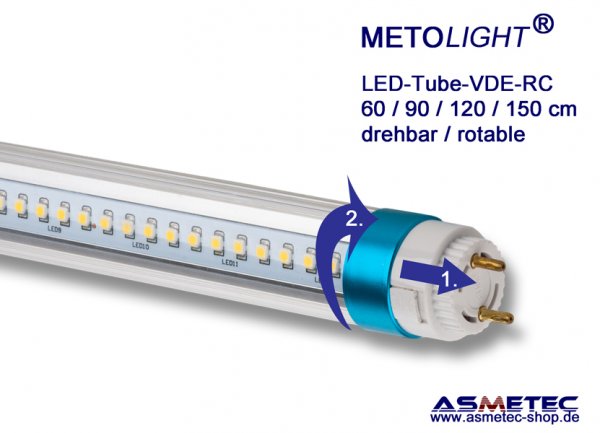 METOLIGHT LED-Röhre-VDE-RC, 120 cm, 23 Watt, T8, 3100 lm, klar, neutralweiß  - Asmetec