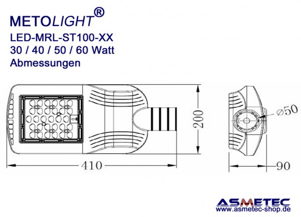 Metolight LED-Straßenleuchte MRL-ST10040, 40 Watt - www.asmetec-shop.de