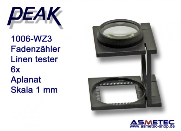 PEAK 1006-WZ3 Fadenzähler, verzeichnungsfrei, 6x - www.asmetec-shop.de, peak optics, PEAK-Lupe