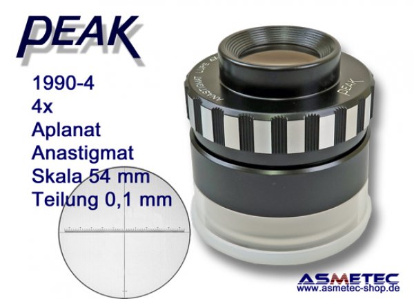 PEAK-1990-4, anastigmatische lupe 4fach mit Skala 0,1 mm- www.asmetec-shop.de